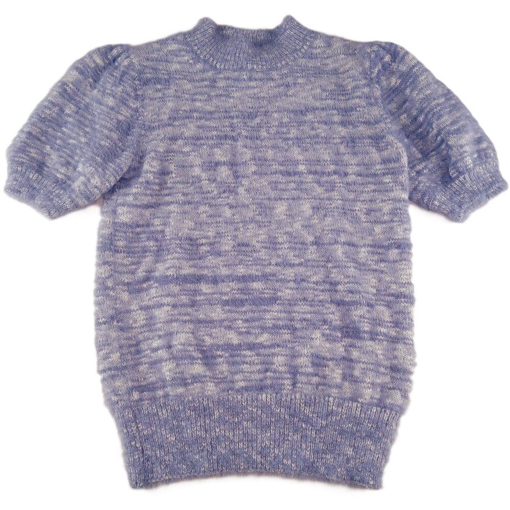 Philosophy Short Sleeve Mock Neck Pullover Sweater Women's Size XS Indigo Ivory